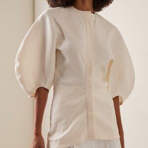 Proenza Schouler Reagan Puff Sleeve Eco-Linen-Blend Top